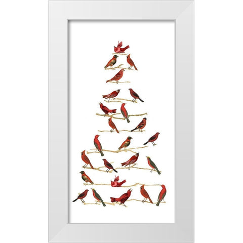 Red Bird Christmas Collection B White Modern Wood Framed Art Print by Studio W