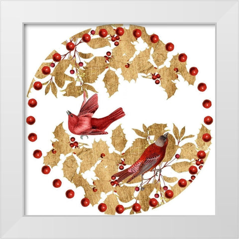 Red Bird Christmas Collection C White Modern Wood Framed Art Print by Studio W