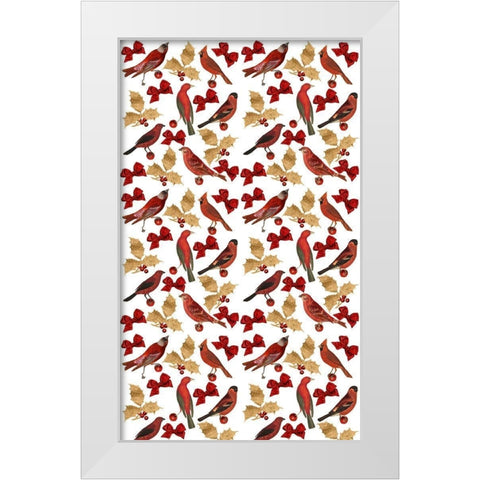 Red Bird Christmas Collection E White Modern Wood Framed Art Print by Studio W