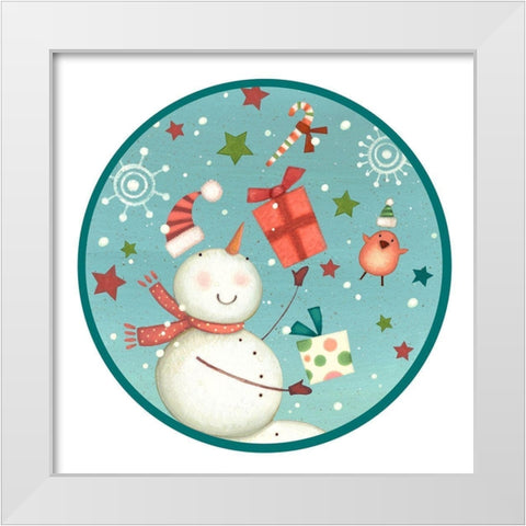 Sledding Snowmen Collection C White Modern Wood Framed Art Print by Eisner, Viv
