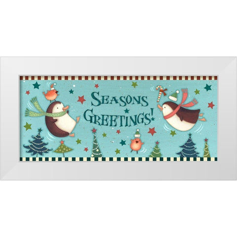 Sledding Snowmen Collection D White Modern Wood Framed Art Print by Eisner, Viv