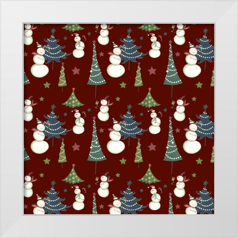 Sledding Snowmen Collection I White Modern Wood Framed Art Print by Eisner, Viv