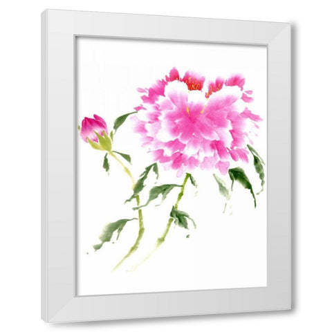 Peonies in Pink II White Modern Wood Framed Art Print by Parker, Nan Rae