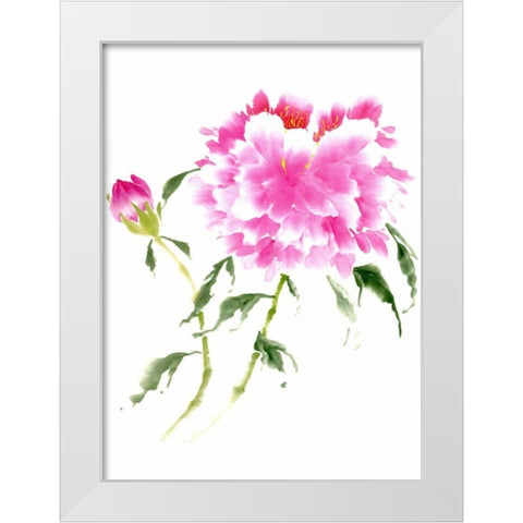 Peonies in Pink II White Modern Wood Framed Art Print by Parker, Nan Rae