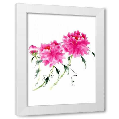 Peonies in Pink III White Modern Wood Framed Art Print by Parker, Nan Rae
