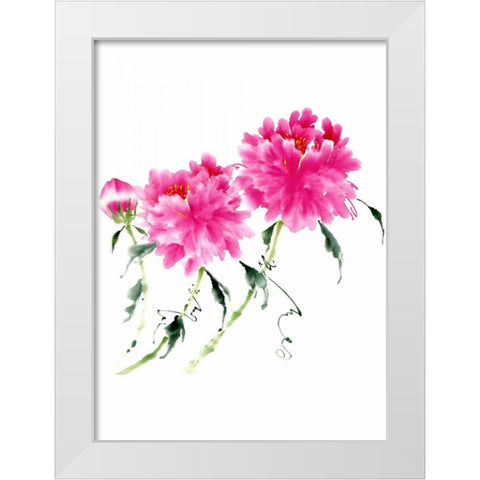 Peonies in Pink III White Modern Wood Framed Art Print by Parker, Nan Rae
