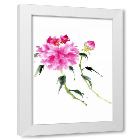 Peonies in Pink IV White Modern Wood Framed Art Print by Parker, Nan Rae