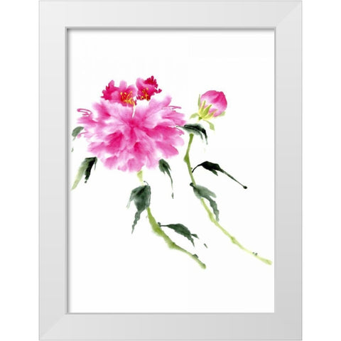 Peonies in Pink IV White Modern Wood Framed Art Print by Parker, Nan Rae