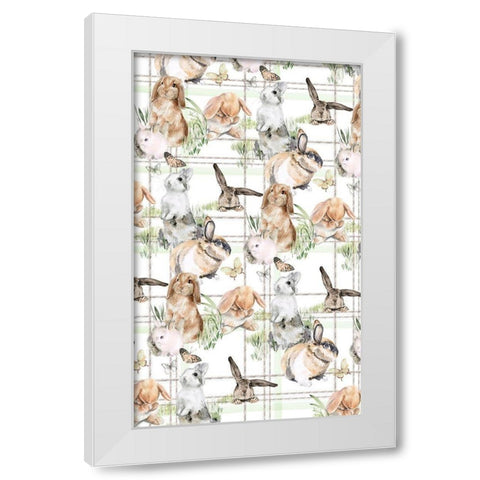 English Bunnies Collection E White Modern Wood Framed Art Print by Parker, Jennifer Paxton
