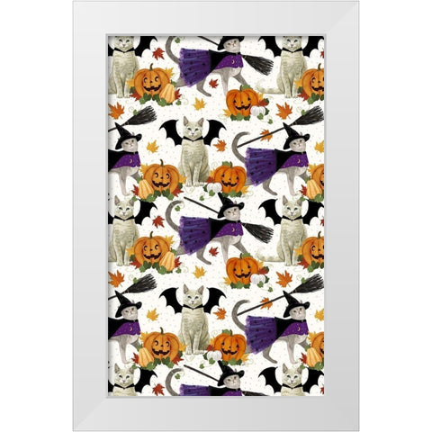 Halloween Pets Collection E White Modern Wood Framed Art Print by Borges, Victoria