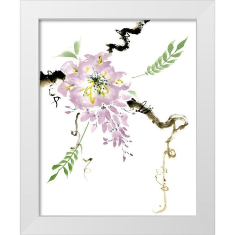 First Blossom White Modern Wood Framed Art Print by Parker, Nan Rae