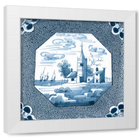Delft Tile II White Modern Wood Framed Art Print by Vision Studio