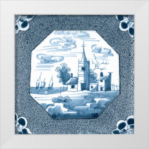 Delft Tile II White Modern Wood Framed Art Print by Vision Studio