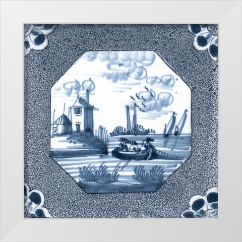 Delft Tile IV White Modern Wood Framed Art Print by Vision Studio