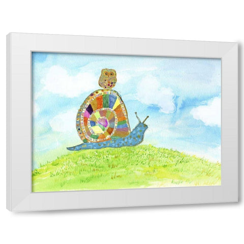 Meadow Snail White Modern Wood Framed Art Print by Blixt, Ingrid
