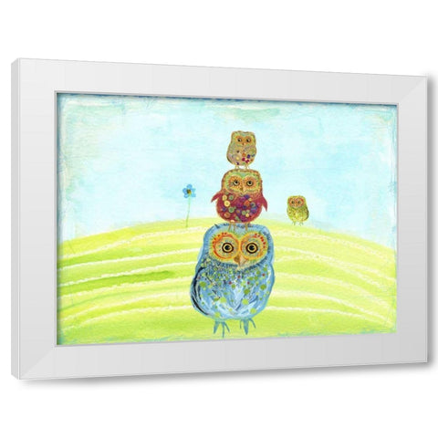 Owl Totem White Modern Wood Framed Art Print by Blixt, Ingrid