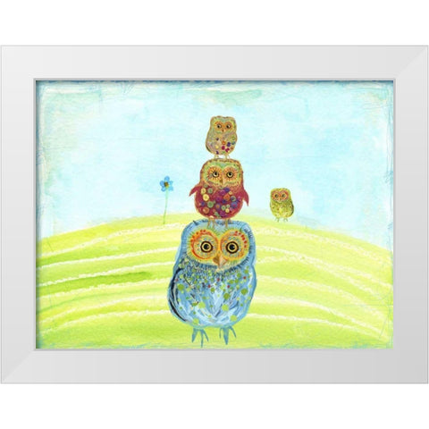 Owl Totem White Modern Wood Framed Art Print by Blixt, Ingrid