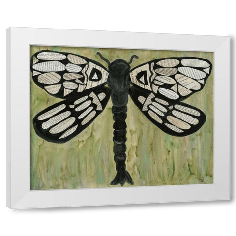 Dragonfly Text White Modern Wood Framed Art Print by Choate, Lisa