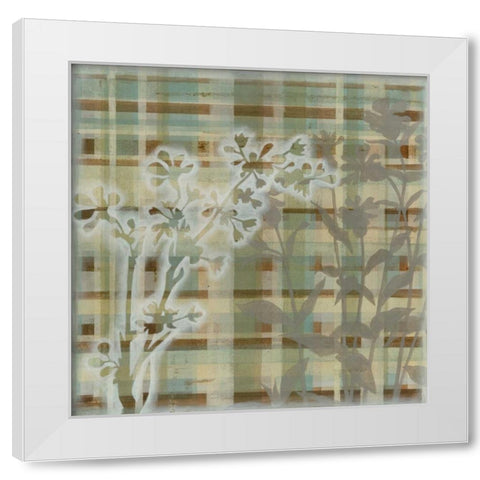 Tartan Floral I White Modern Wood Framed Art Print by Meagher, Megan
