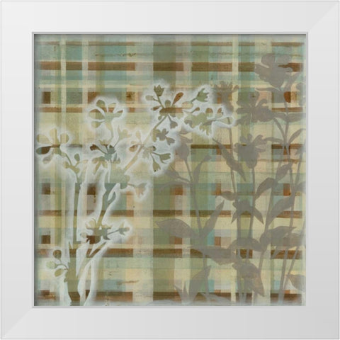 Tartan Floral I White Modern Wood Framed Art Print by Meagher, Megan