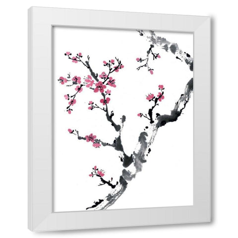 Plum Blossom Branch II White Modern Wood Framed Art Print by Parker, Nan Rae