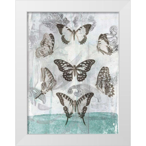 Butterflies and Filigree I White Modern Wood Framed Art Print by Goldberger, Jennifer