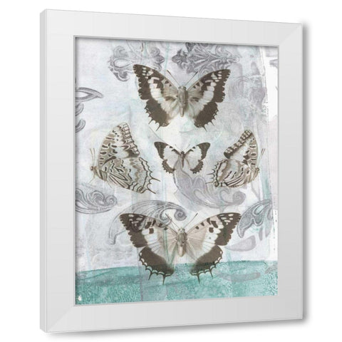 Butterflies and Filigree II White Modern Wood Framed Art Print by Goldberger, Jennifer