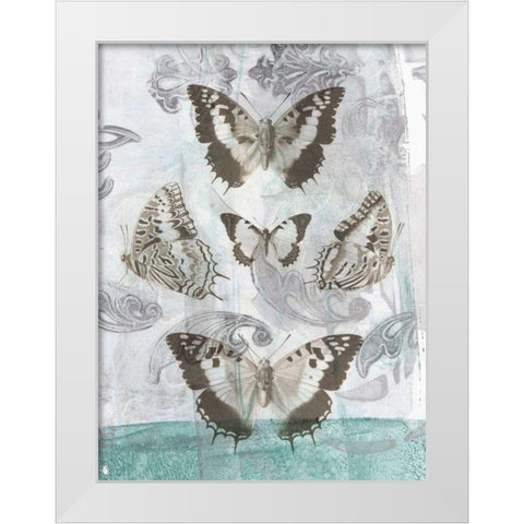 Butterflies and Filigree II White Modern Wood Framed Art Print by Goldberger, Jennifer