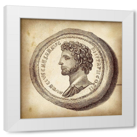 Cus. Antique Roman Coins VI A - LIB White Modern Wood Framed Art Print by Unknown