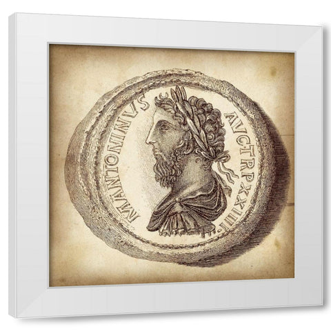 Cus. Antique Roman Coins VI C - LIB White Modern Wood Framed Art Print by Unknown
