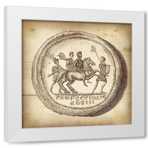 Cus. Antique Roman Coins VI D - LIB White Modern Wood Framed Art Print by Unknown