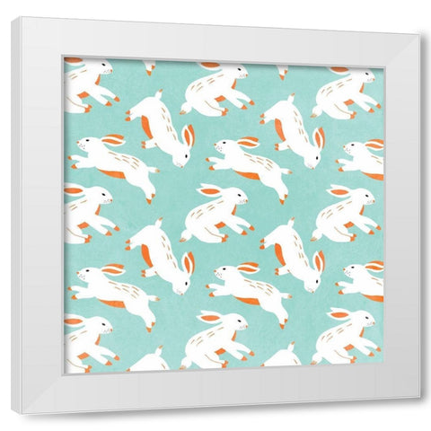 Easter Bunnies Collection F White Modern Wood Framed Art Print by Wang, Melissa