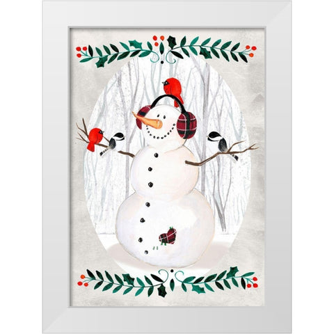 Folk Snowman Forest Collection B White Modern Wood Framed Art Print by Parker, Jennifer Paxton