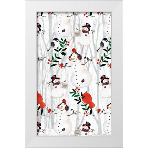 Folk Snowman Forest Collection E White Modern Wood Framed Art Print by Parker, Jennifer Paxton