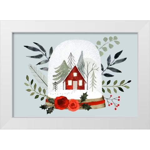 Snow Globe Village Collection A White Modern Wood Framed Art Print by Barnes, Victoria