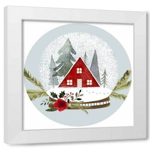 Snow Globe Village Collection C White Modern Wood Framed Art Print by Barnes, Victoria