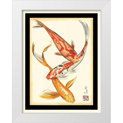 Koi Fish II White Modern Wood Framed Art Print by Zarris, Chariklia