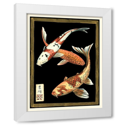 Koi Fish on Black I White Modern Wood Framed Art Print by Zarris, Chariklia