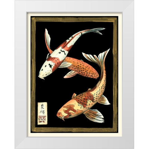 Koi Fish on Black I White Modern Wood Framed Art Print by Zarris, Chariklia