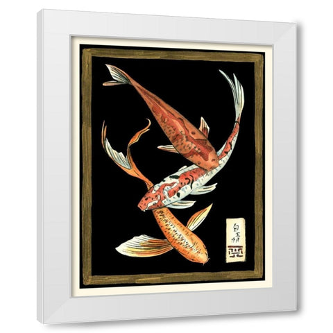 Koi Fish on Black II White Modern Wood Framed Art Print by Zarris, Chariklia