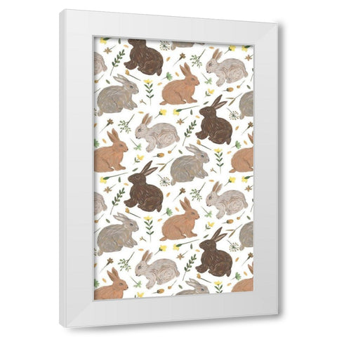 Happy Bunny Day Collection E White Modern Wood Framed Art Print by Wang, Melissa