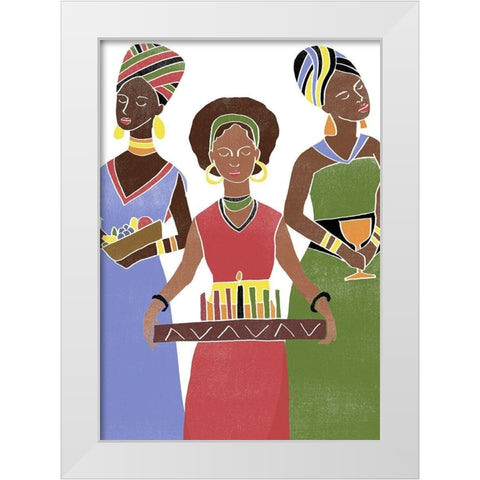 Kwanzaa Celebration Collection B White Modern Wood Framed Art Print by Vess, June Erica