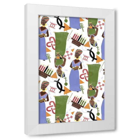Kwanzaa Celebration Collection E White Modern Wood Framed Art Print by Vess, June Erica