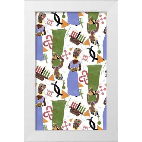 Kwanzaa Celebration Collection E White Modern Wood Framed Art Print by Vess, June Erica