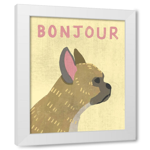 Bonjour White Modern Wood Framed Art Print by Inner Circle