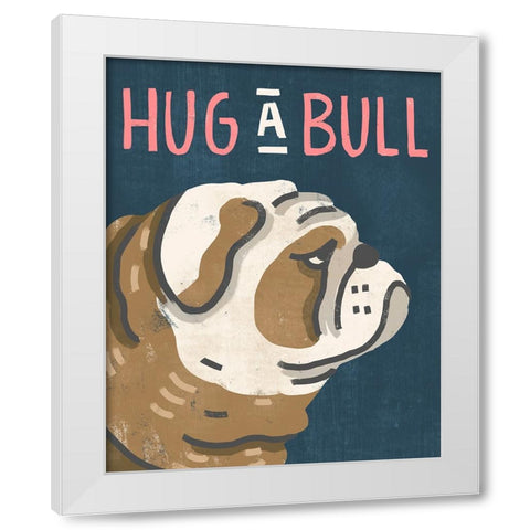Hug A Bull White Modern Wood Framed Art Print by Inner Circle