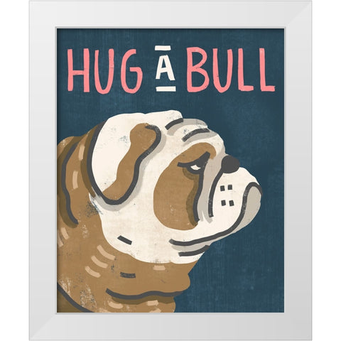 Hug A Bull White Modern Wood Framed Art Print by Inner Circle
