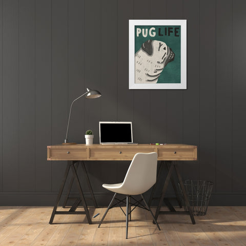 Pug Life White Modern Wood Framed Art Print by Inner Circle