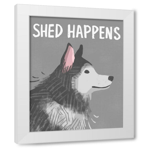 Shed Happens White Modern Wood Framed Art Print by Inner Circle