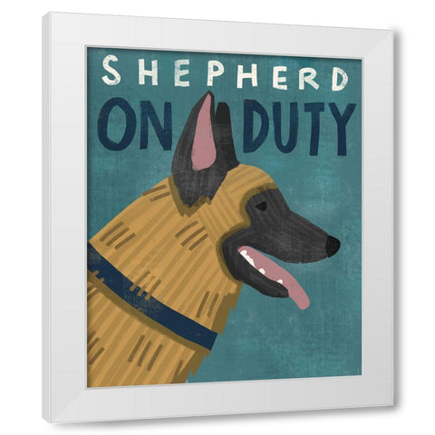Shepherd On Duty White Modern Wood Framed Art Print by Inner Circle